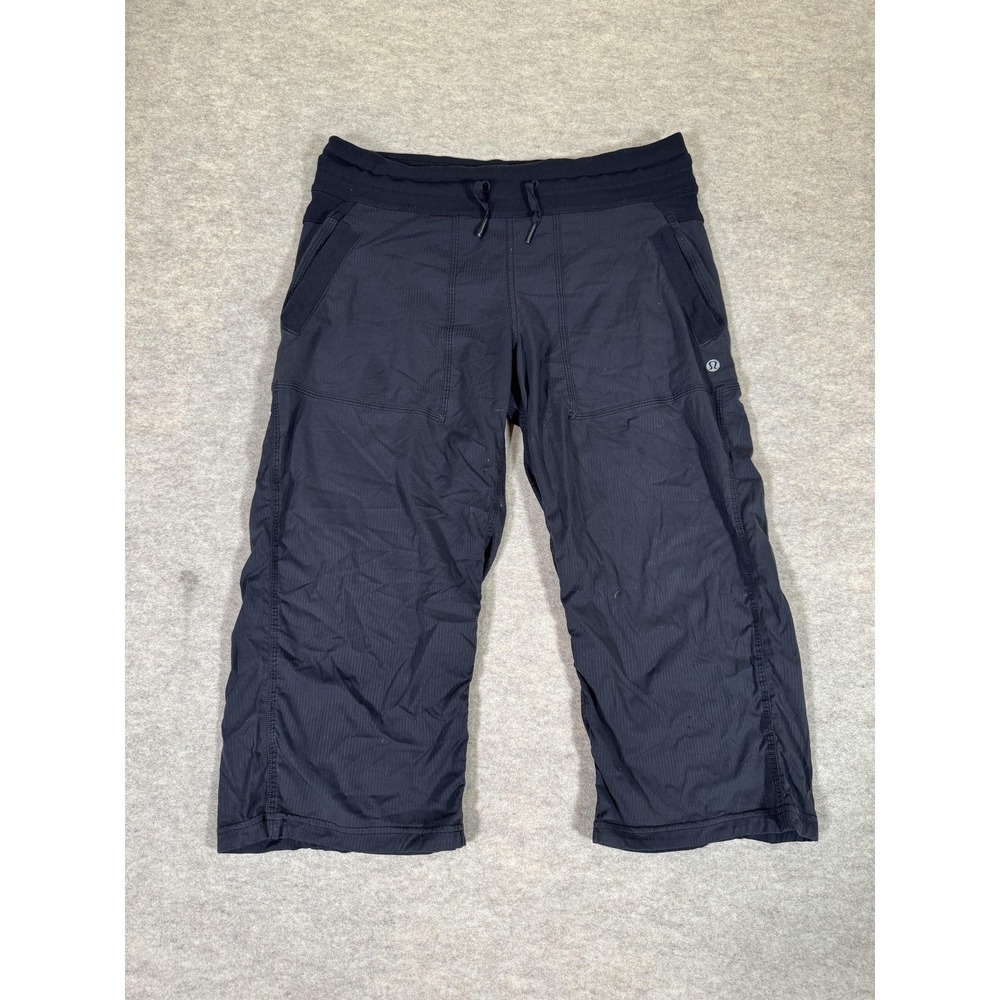 Lululemon Pants Womens 6 Black Woven Capri Drawstring Pockets Yoga Athletic‎ Gym